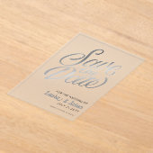 エレガントなウェディングザデイトシルバー文字曇り アクリル招待状 (レイダウン)