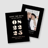 エレガントなウェディングザデイトブラックバラ金ゴールド 箔招待状