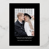 エレガントなウェディングザデイトブラックバラ金ゴールド 箔招待状 (裏面)