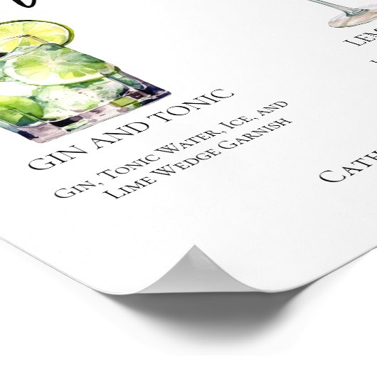 エレガントなウェディングシグネチャーカクテルメニュー ポスター (角)