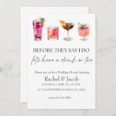 エレガントなウェディングシャワー&婚約カクテル 招待状 (正面/裏面)