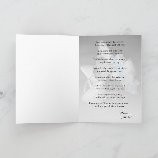 エレガントなウェディングシューズ"あなたは私の花嫁のメイドになる？ 招待状 (内部)