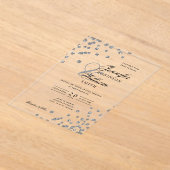 エレガントなウェディングシルバーグリッター紙吹雪をテーマ アクリル招待状 (レイダウン)