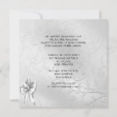 エレガントなウェディングシルバーホワイトスワンズハートボウ 招待状 (裏面)