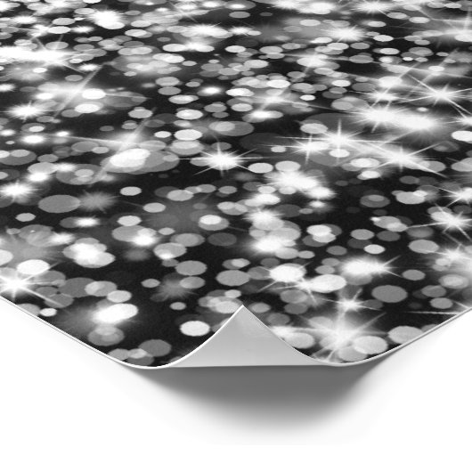 エレガントなウェディングシーきらめくティングチャートウェーブブラック ポスター (角)