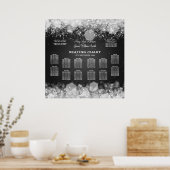エレガントなウェディングシーきらめくティングチャートナイトブラック ポスター (キッチン)