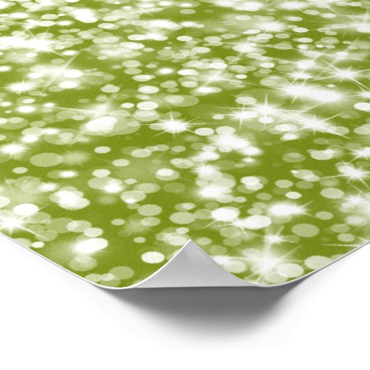 エレガントなウェディングシーきらめくティングチャート波ライム ポスター (角)