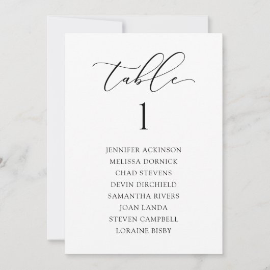 エレガントなウェディングシーティンググラフカード表番号 招待状 (正面)