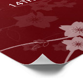 エレガントなウェディングシーティングチャートさくらんぼブロッサムレッド ポスター (角)