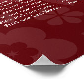 エレガントなウェディングシーティングチャートの花柄ハート赤 ポスター (角)