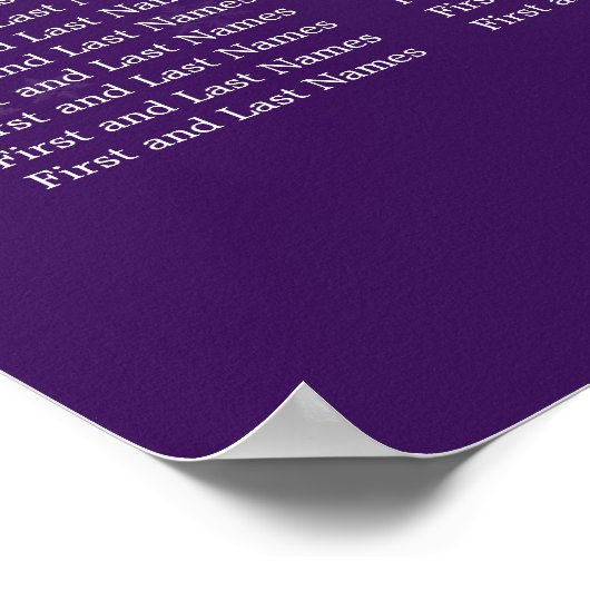 エレガントなウェディングシーティングチャートウィンタースノーパープル ポスター (角)