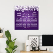 エレガントなウェディングシーティングチャートウィンタースノーパープル ポスター (ホームオフィス)