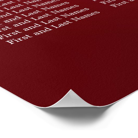 エレガントなウェディングシーティングチャートウィンタースノーレッド ポスター (角)