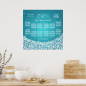 エレガントなウェディングシーティングチャートスタースパークルブルー ポスター (キッチン)