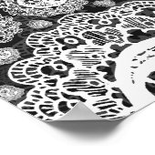 エレガントなウェディングシーティングチャートペイズリーレースブラック ポスター (角)