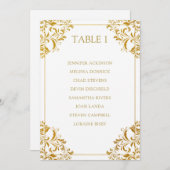 エレガントなウェディングシーティングチャートリストカード|ゴールドフォイル 招待状 (正面/裏面)