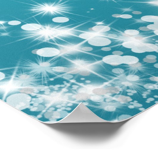 エレガントなウェディングシーティングチャート冬の輝く青 ポスター (角)