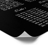 エレガントなウェディングシーティングプラングラフブラックシルバー ポスター (角)