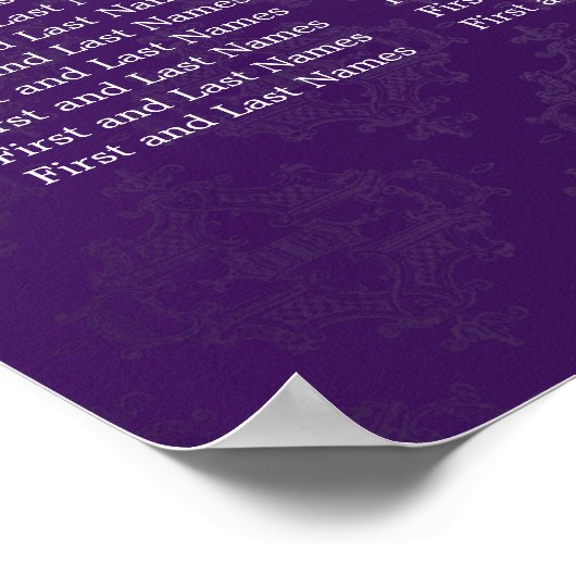 エレガントなウェディングシー王室のティングチャートクラウンパープル ポスター (角)