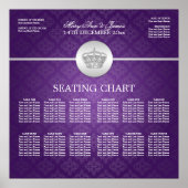 エレガントなウェディングシー王室のティングチャートクラウンパープル ポスター (正面)