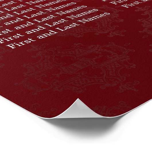 エレガントなウェディングシー王室のティングチャートクラウンレッド ポスター (角)