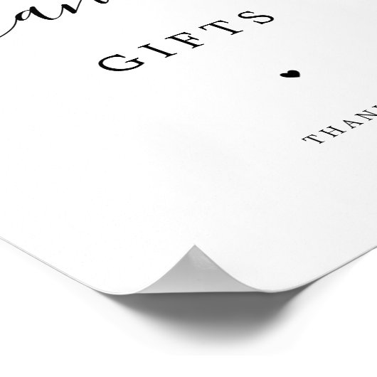 エレガントなウェディングスクリプトカードとギフトテーブルサイン ポスター (角)