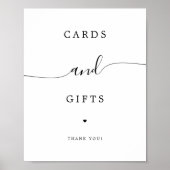 エレガントなウェディングスクリプトカードとギフトテーブルサイン ポスター (正面)