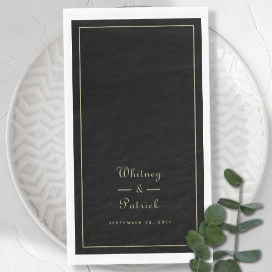 エレガントなウェディングスクリプトミニマリストブラック金ゴールドシック