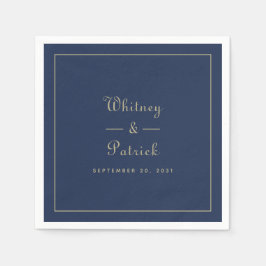 エレガントなウェディングスクリプトミニマル金ゴールドブラックシック スタンダードカクテルナプキン