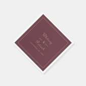 エレガントなウェディングスクリプトミニマル金ゴールド&ブルゴーニュ スタンダードカクテルナプキン (角)
