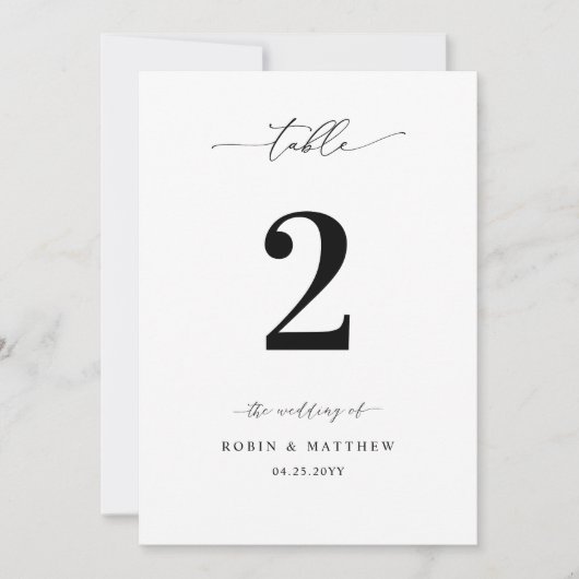 エレガントなウェディングスクリプト書道表番号 招待状 (正面)