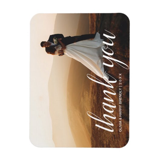 エレガントなウェディングスクリプト |の結婚フォトマグネットギフト マグネット (縦)