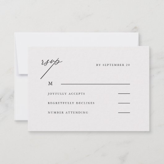 エレガントなウェディングスプイン黒 出欠カード (正面)