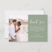 エレガントなウェディングセージ緑ありがとう写真 サンキューカード (正面)