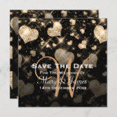 エレガントなウェディングセーブ日付グリッターハート金ゴールド セーブザデート (正面/裏面)