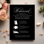 エレガントなウェディングタイムラインリハーサルディナー 招待状