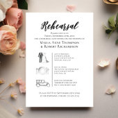 エレガントなウェディングタイムラインリハーサルディナー 招待状