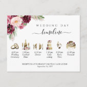 エレガントなウェディングタイムライン、バーガンディ赤面ピンク エンクロージャーカード (正面)