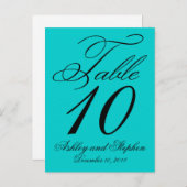 エレガントなウェディングテーブルナンバーカードアクアブルー インビテーションポストカード (正面/裏面)