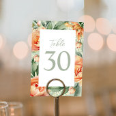 エレガントなウェディングテーブルナンバーグリーンピーチフローラ テーブルナンバー