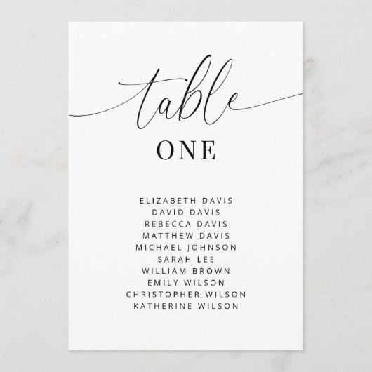 エレガントなウェディングテーブル番号座席表カード 招待状 (正面)