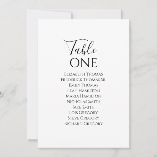 エレガントなウェディングテーブル番号書道スクリプト (正面)