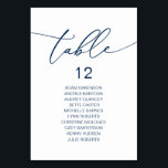 エレガントなウェディングディナー、ゲストのシーティングチャート テーブルナンバー<br><div class="desc">の結婚ディナーゲスト座席表チャートカード、スクリモダンプエレガント。カスタマイズ文字と削除または削除し、あなたの結婚式のパーティーをテーマにした（ネイビーブルー）。</div>