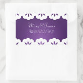 エレガントなウェディングデイトホワイトレースパープル 長方形シール (バッグ)