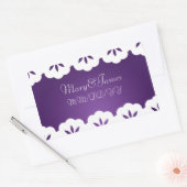 エレガントなウェディングデイトホワイトレースパープル 長方形シール (封筒)