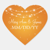 エレガントなウェディングデーきらめくタチェーンオレンジ ハートシール (正面)