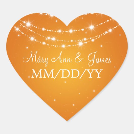 エレガントなウェディングデーきらめくタチェーンオレンジ ハートシール (正面)