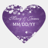 エレガントなウェディングデートさくらんぼブロッサムパープル ハートシール (正面)