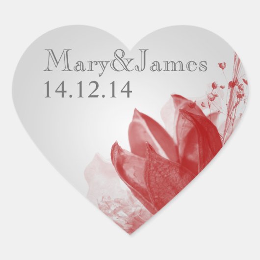 エレガントなウェディングデート美しいの自然レッド ハートシール (正面)