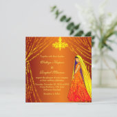 エレガントなウェディングドレスとシャンデリアの招待状 招待状 (スタンド正面)